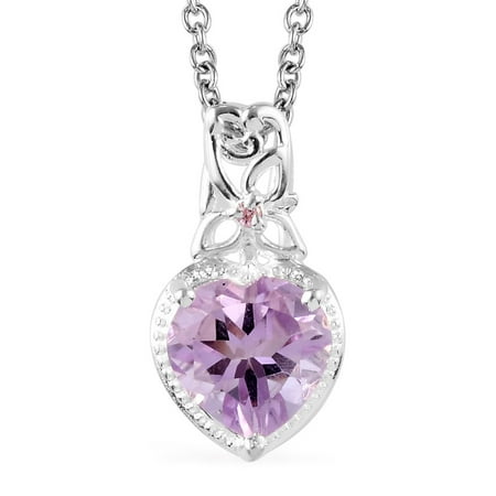 Shop LC Delivering Joy 925 Sterling Silver Rose De Amethyst Pink Diamond Pendant Necklace 20