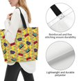 thumbnail image 3 of Pofeuu 90s Audio Tape Print Reusable Grocery Bags - Washable, Foldable, Packable Tote, Large Handles, Heavy Duty, Zippered Top Pouch, 3 of 8