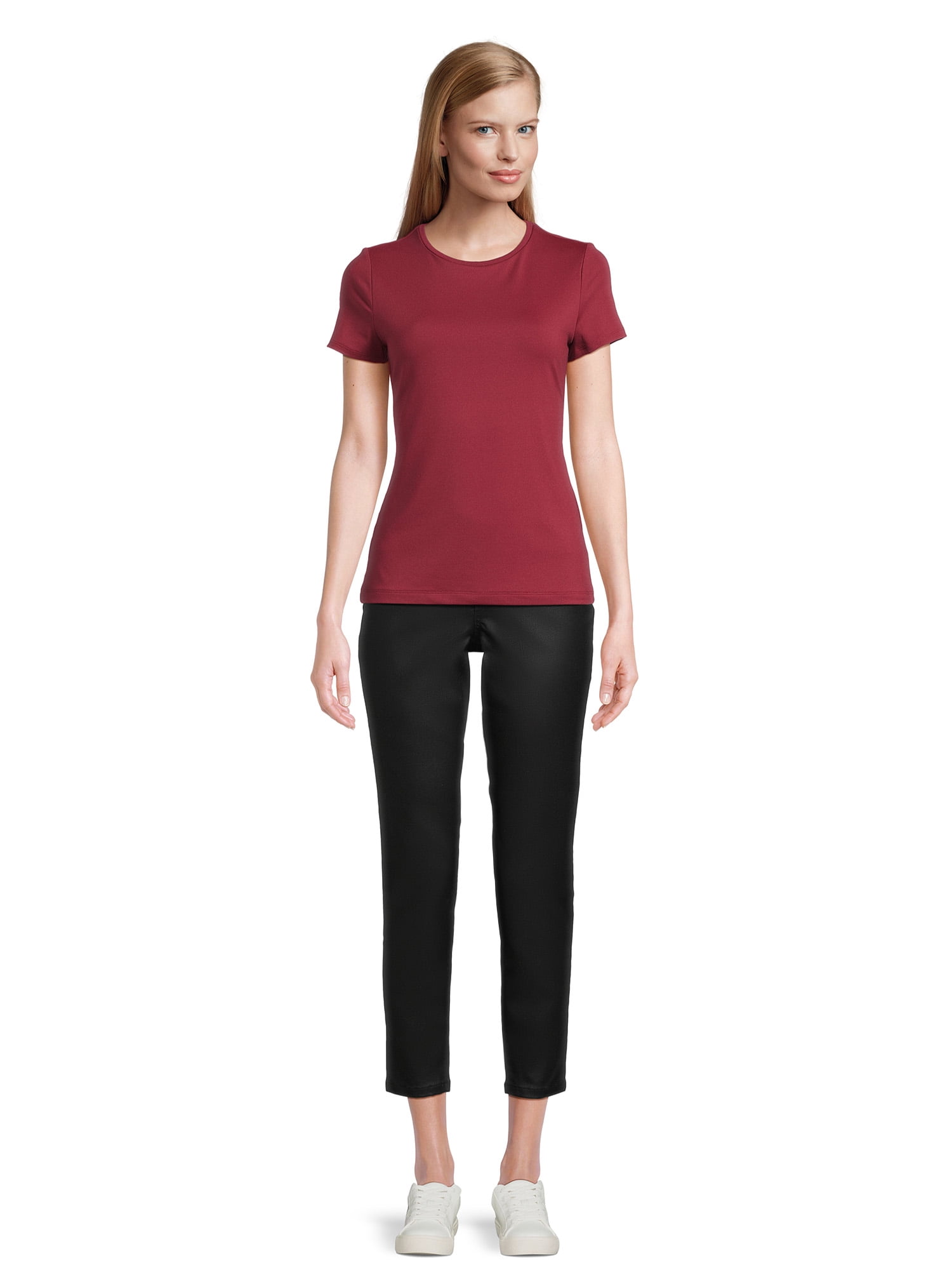Time and Tru Women's Smoothing Tee with Short Sleeves, Sizes XS-XXXL