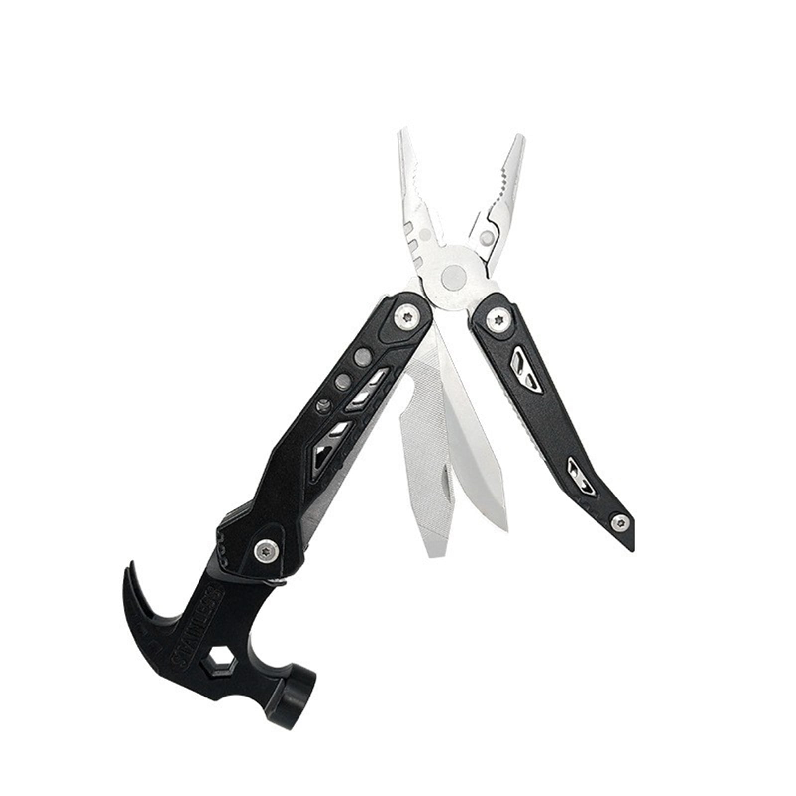 Survival Multitool Stainless Steel Folding Pocket Tool Knife Pliers Screwdriver Compact Portable Emergency Repair Camping Hiking Outdoor Travel Car Home Use Multi Function Gadget Tool