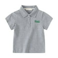 thumbnail image 2 of TOOYOU Boys Polo Shirt Summer Lapel Print Children'S Short Sleeved Casual Outdoor Cartoon Animal T Shirt Size 2-3 Years Grey, 2 of 3