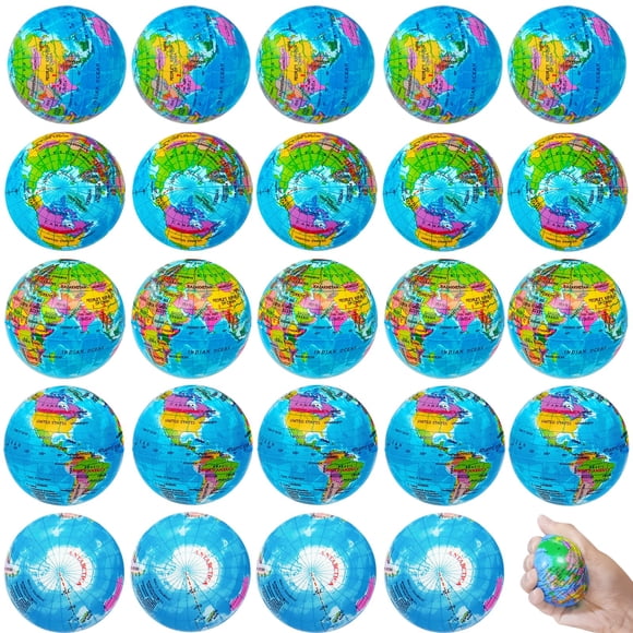 Dshengoo 24 Piezas Globo Bolas para Apretar Bolas para Aliviar el Estrés de la Tierra Bolas de Espuma para Apretar para Niños Ejercicio con los Dedos Favores de Fiesta Aula Escolar 2,5 Pulgadas