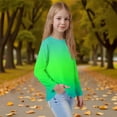 thumbnail image 3 of Inglocry Girls Long Sleeve T Shirts Kids Crewneck Fall Winter Tops Loose Fit Graphic Tees 5-14 Years Green 11-12Y, 3 of 5