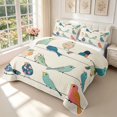 thumbnail image 3 of Erosebridal Elegant Bird Animals Quilt King,Vintage Branch King Coverlet Set,Cream Teal,3pcs,1 Bedspread and 2 Pillowcases, 3 of 7