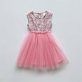 thumbnail image 4 of DAETIROS Kids Girls Flower Girl Dress Tulle Birthday Party Dress Soft Breathable Floral Print Ruffle Kids Little Girl Sizes 0-8 Years Pink,Size 0-1 T, 4 of 5