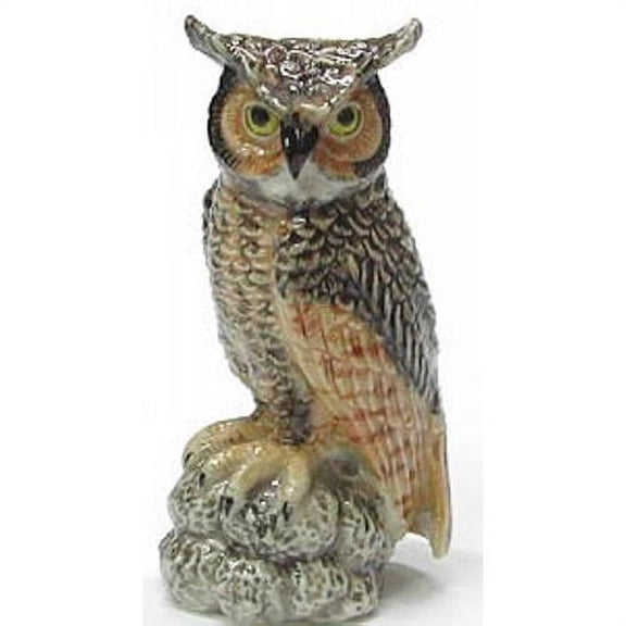Northern Rose Great Horned Owl Bird Hand-painted - Home Decor Bird Birthday Gift Decorative Figurine - Miniature Porcelain Figurine