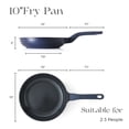 thumbnail image 3 of PRICUSIS Nonstick 10 inch Nonstick Ceramic Frying Pan, Non Toxic Skillet, Induction Compatible & Oven Safe, Dishwasher Safe, Blueberry Mist, 3 of 8