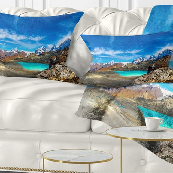 Designart 12" x 20" Blue Polyester Throw Pillow