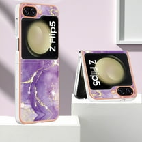 Dteck for Samsung Galaxy Z Flip 5 Case, Marble Design Thin Sturdy Hard PC Slim Shockproof Anti-Scratch Protective Cover for Samsung Galaxy Z Flip5 5G,Purple