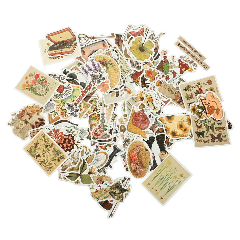 100pcs Vintage Style Stickers Retro Old Time Graffiti Stickers Notebook Stickers, Size: 0.1X4.8X6.6CM