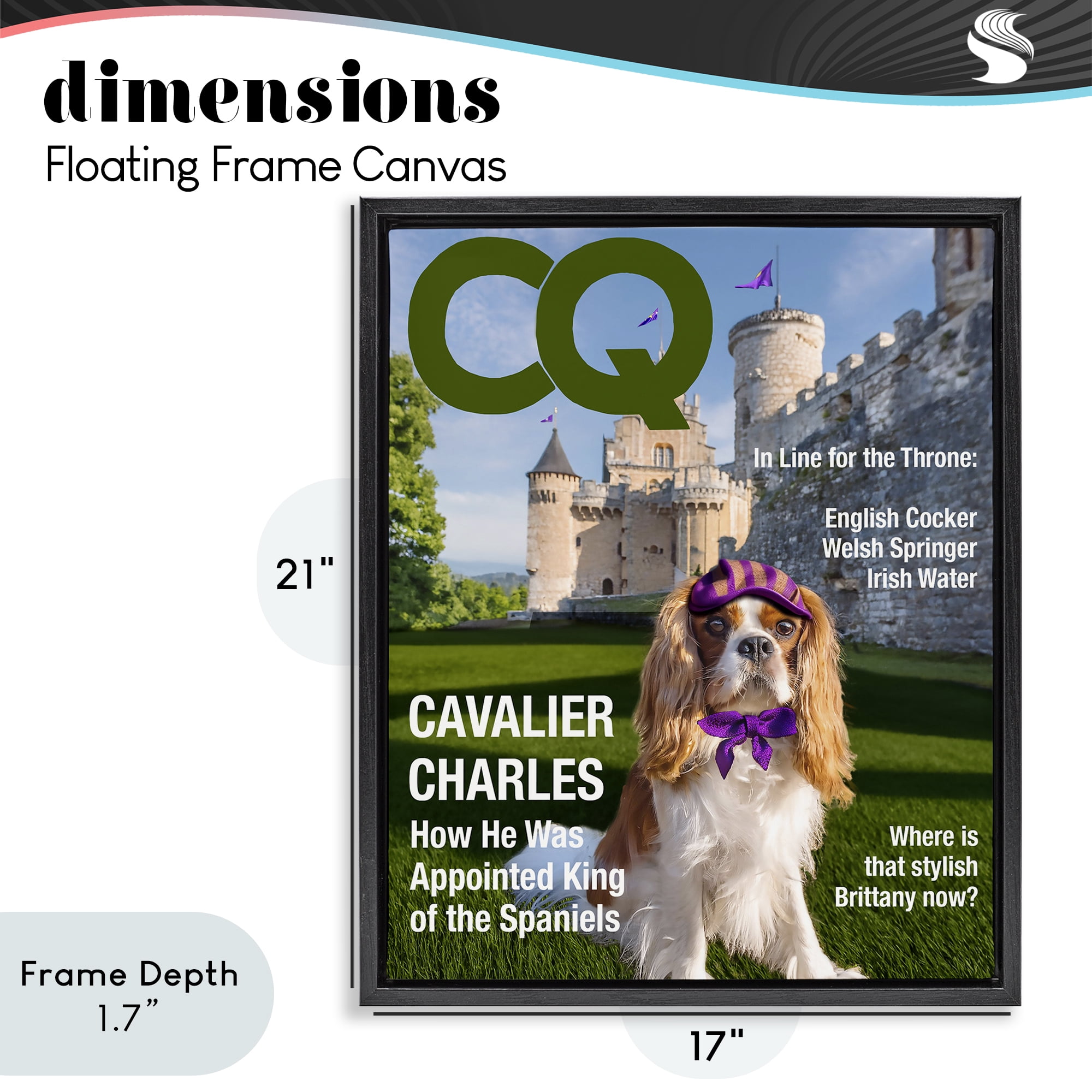 Stupell Industries Royal Cavalier Magazine Black Framed Floater Canvas Wall Art, design by Grotto Studios