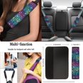 thumbnail image 5 of Uorisanigo Colorful Leopard Print 10 Pcs Auto Seat Cover Sets with Comfortable Car Seat Belt Pad Cover Car Steering Wheel Cover Auto Water Cup Pad Chapstick Holder Fit for Most Cars, SUV, 5 of 7