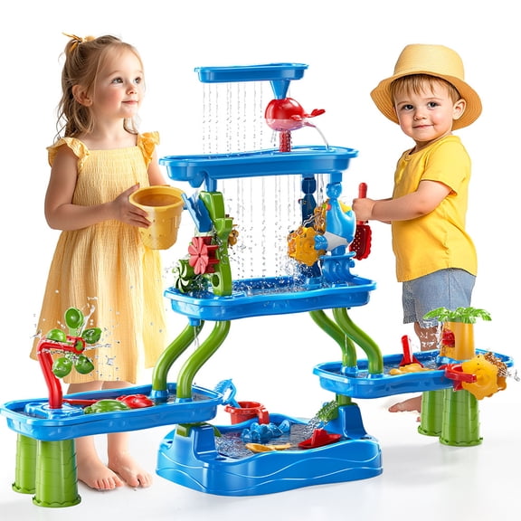 Lucky Doug 3-Tier Water Table for Toddlers 1-5, Water Play Set Kids Outdoor Activity for Kids Boys Girls Age 18 month 