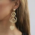 thumbnail image 3 of K-KED Long Gold Hoop Heart Drop Dangle Earrings in Gold Plated Light Weight Stud New, 3 of 8