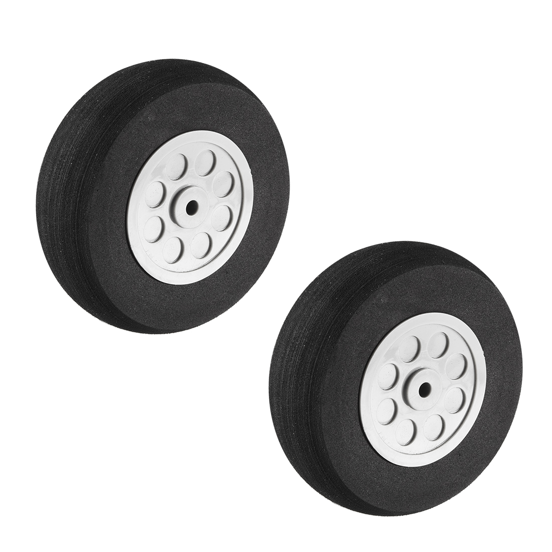 2pcs 70mm Diameter 24mm Thick Gray Plastic Hub Black Foam Wheel Toy Car
