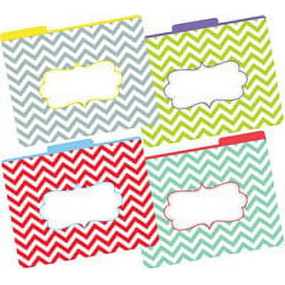 Barker Creek Designer File Folders Set of 12, Beautiful Chevron, Multicolor Chevrons on Outside, Soft Colors on Inside, Letter Size, 1/3 Cut Tabs, 12-Pack, Home, School and Office Supplies (1331)