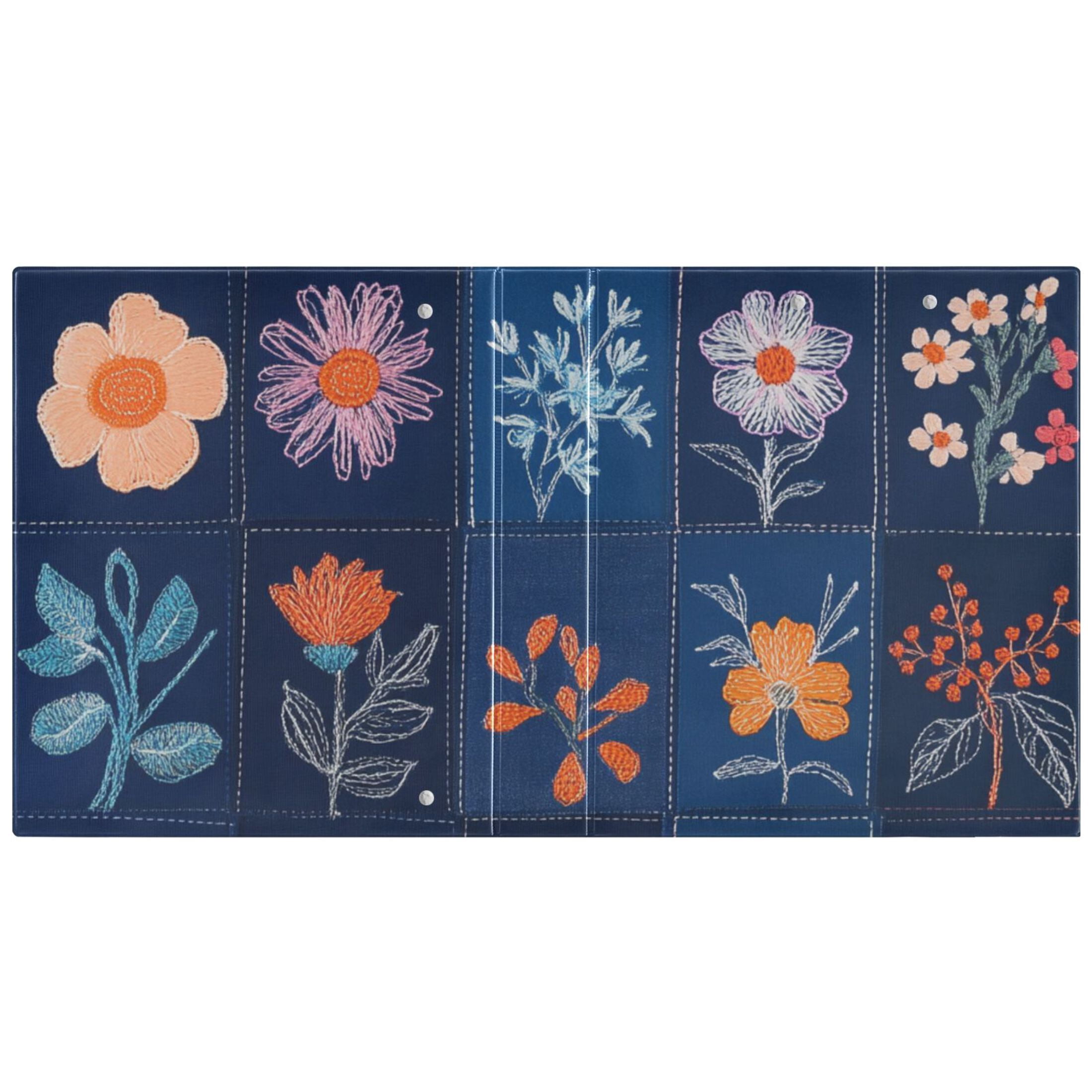 Various Flowers Lattice 3 Ring Binders 1.5 inch Hardcover File Folders with Interior Pockets A4 Size Organizer for School Office Hospital