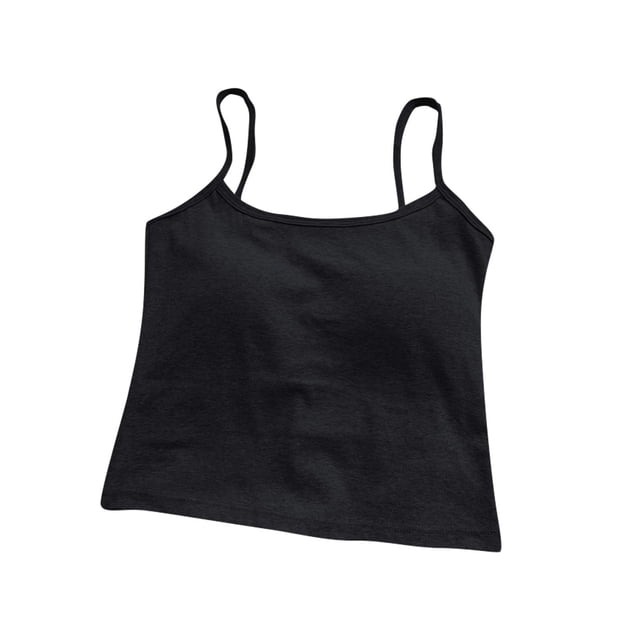 WZXFASHION Lady's Spring And Autumn Pure Cotton Suspenders Beautiful Back Vest Integrated With Chest Pads Wrapped Chest Solid Color Outer Wear Bottoming Short Tube Top TubeTops Black One Size