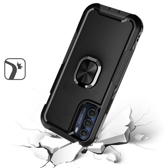 For Motorola Moto G 5G 2022 Heavy Duty 3in1 Magnetic Ring Kickstand Hybrid Shockproof Military-Grade Drop Protection Cover ,Xpm Phone Case [ Black ]