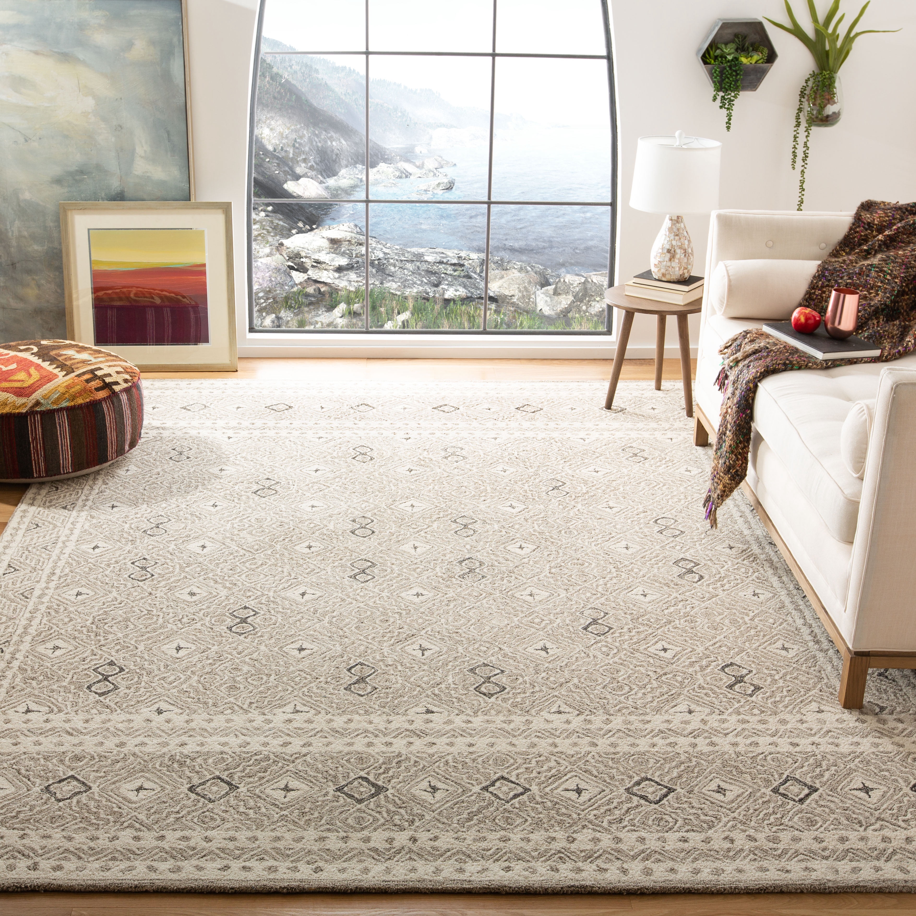 SAFAVIEH Micro-Loop Aditya Geometric Area Rug, Grey/Ivory, 2' x 3'