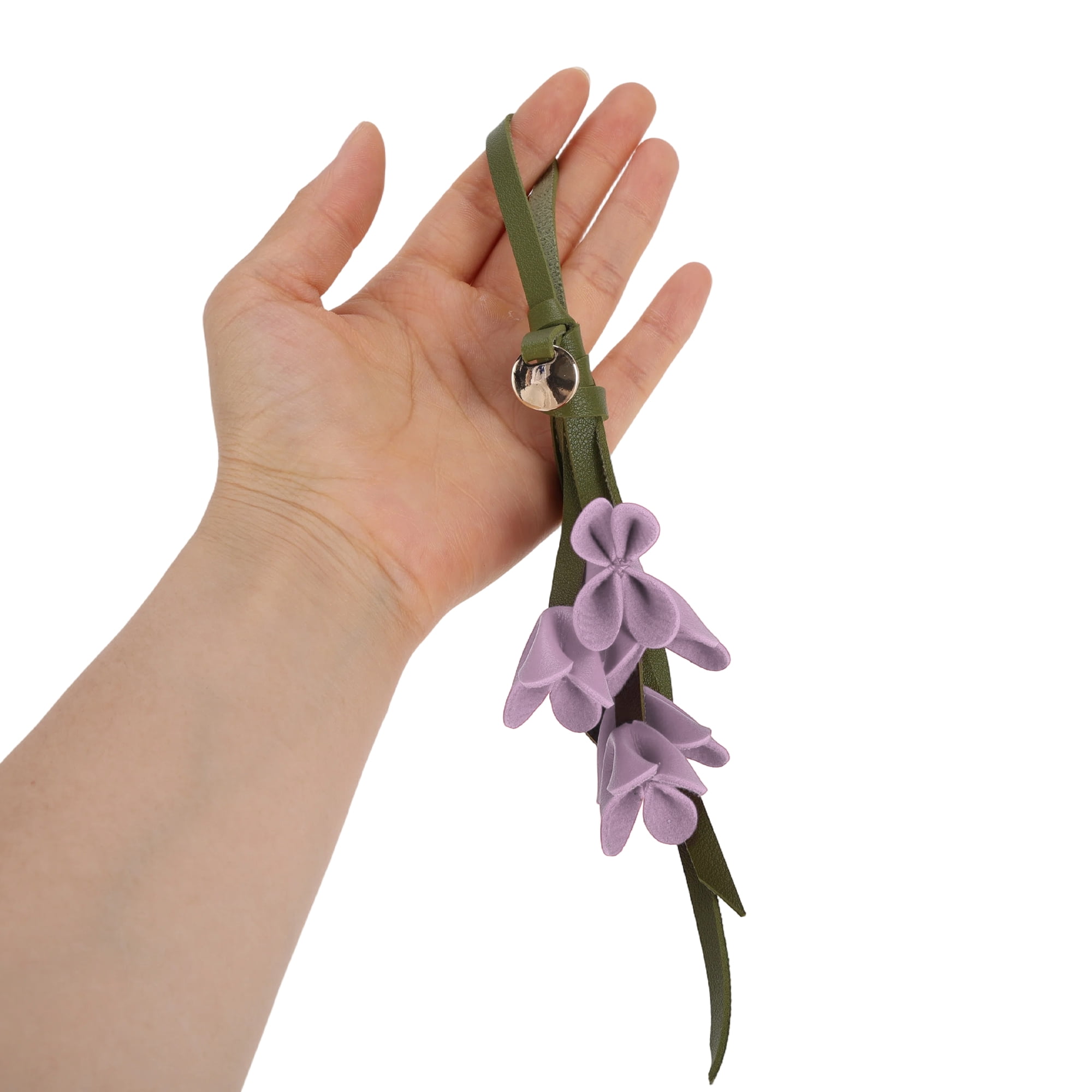 Unique Bargains PU Leather Flower Handbag Charm 1 Piece for Bags Purple