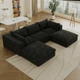 thumbnail image 2 of MAYEERTY 118.2" Cloud Sofa Black Corduroy Fabric Deep Seat Double-Layer Design Removable Cushion No Assembly DIY Combination for Multi-Rooms, 2 of 6