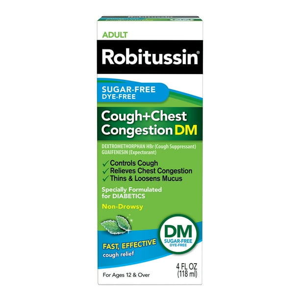 Robitussin DM Sugar Free Dye Free Cough and Chest Congestion Liquid