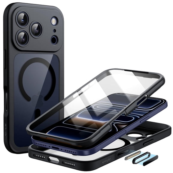 JETech 360 Full Body Magnetic Case for iPhone 18 Pro Max |Built-in Camera Control Button (Black)