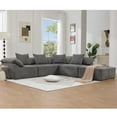 thumbnail image 4 of GNIXUU 142.0" Oversized L-Shaped Couch, Modular Sectional Sofa, 5-Seater Comfy Cloud Convertible Sleeper with Ottoman, Modern Deep Seat Couches for Living Room and Office, Chenille,Gray, 4 of 7