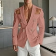 thumbnail image 2 of LNWUY Women's Trendy Buckle Belt Blazer Coat Long Sleeve Lapel Collar Low Cut Padded Shoulder Front Open Cardigan Jacket Pink L, 2 of 9