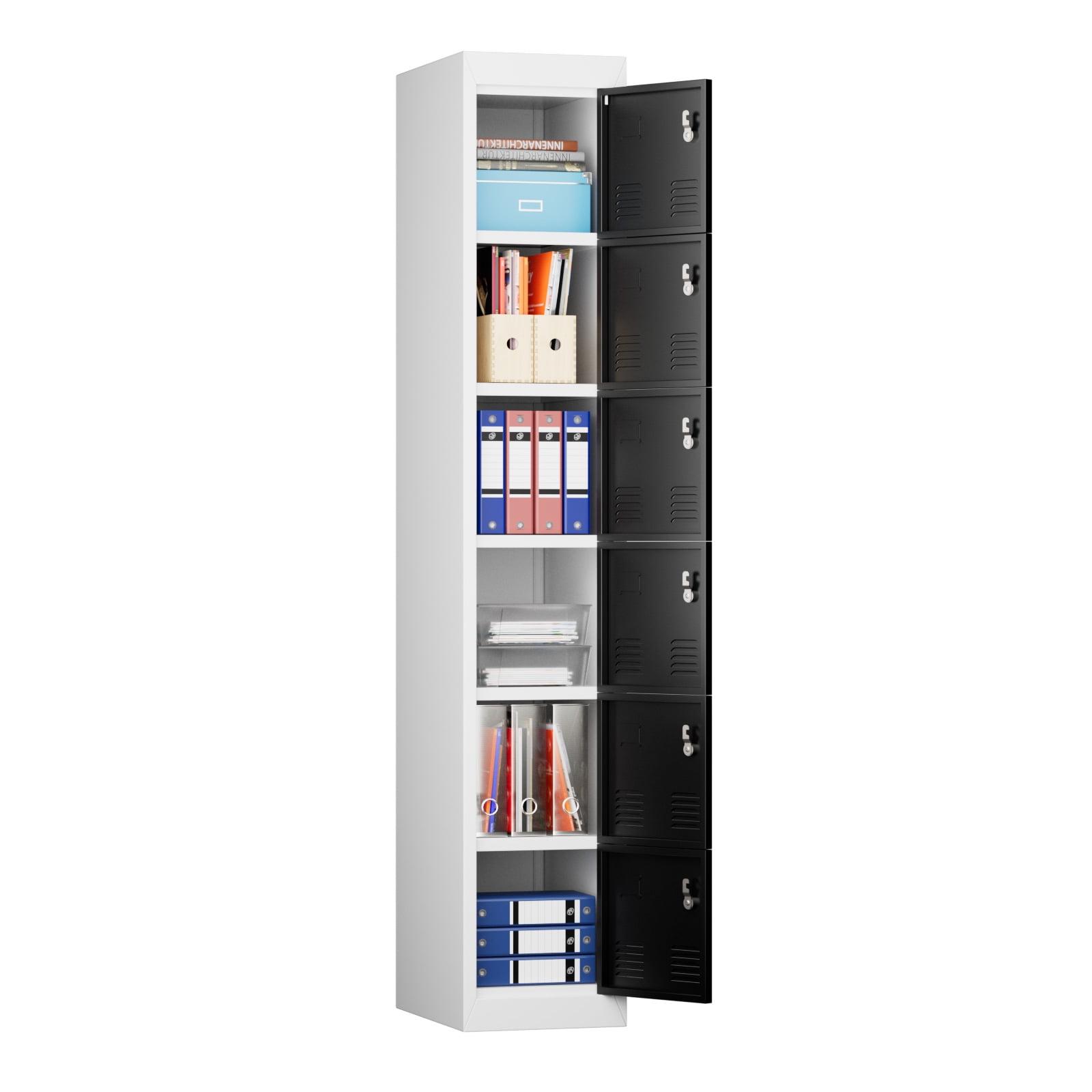 GANGMEI 6 Tier Metal Storage Locker for School, Gym, Home, Office