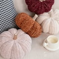thumbnail image 6 of Lksixu Knitted Pumpkin Pillow, 11.8" Fleece Crocheted 3D Pumpkin Shaped Throw Pillow, Soft Cute Handmade Stuffed Pumpkin Toys Fall Harvest Decorative Cushion Halloween Decorations for Couch Sofa Bed, 6 of 9