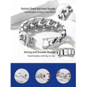 PROSTEEL Cuban Link Chain 16MM Bracelet for Men Stainless Steel Hip Pop Silver Chain Bracelets for Son, 7.4 Inches