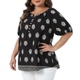 thumbnail image 2 of DARING DIVA Women's Plus Summer Top V Neck Short Sleeve Blouses 1X Black, 2 of 6
