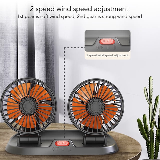 Car Air Circulator, Dual Head Cooling Fan 2 Speeds Strong Wind Portable For Vehicles 12V Type,24V Type