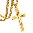 thumbnail image 3 of EOEMY Men Cross Pendant Necklace Stainless Steel Crucifix Curb Chain Gold Black Silver-Gold-18Inch Or 45Cm, 3 of 5