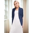 thumbnail image 6 of Women Lightweights Lapel Three-Quarter Sleeve Elastic Pleated Fully Lined Casual Work Jacket with Pockets Dark Blue 5XL, 6 of 9
