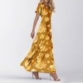 thumbnail image 2 of LWavelet Women's V-Neck Ruffle Sleeve Pastel Bunny & Easter Egg Print Maxi Dress for Easter & Casual Outfits Gold M, 2 of 4