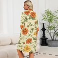 thumbnail image 7 of Lightweight Robes for Women Zipper 3/4 Sleeve Summer Housecoats for Women Zipper Front Knee Length Vintage Floral Print Plus Size Pajama Sleepwear with Pockets Yellow L, 7 of 7