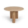 thumbnail image 2 of Modrest Kellison - Modern Travertine Marble + Wood End Table, 2 of 3