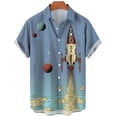 thumbnail image 5 of Camisa hawaiana con estampado 3D de cohetes para hombre, blusa con patrón de dibujos animados, camisas casuales de verano estilo hawaiano, blusa holgada de manga corta con botones, 5 of 5