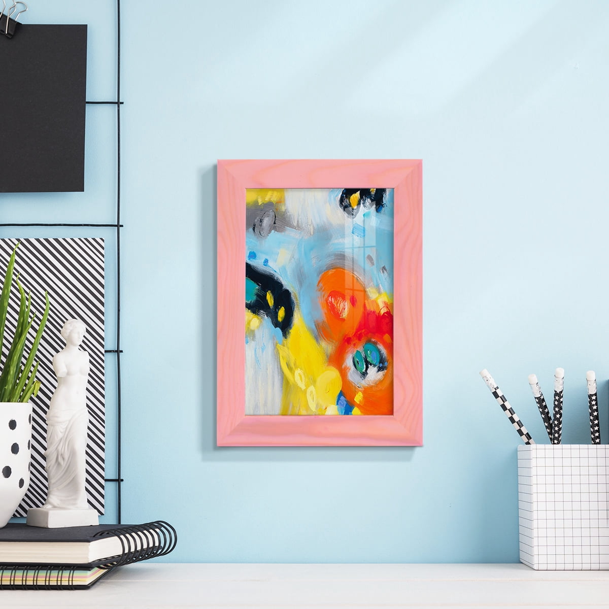 In the Loop II -Framed Print w/glass-Sunset Pink
