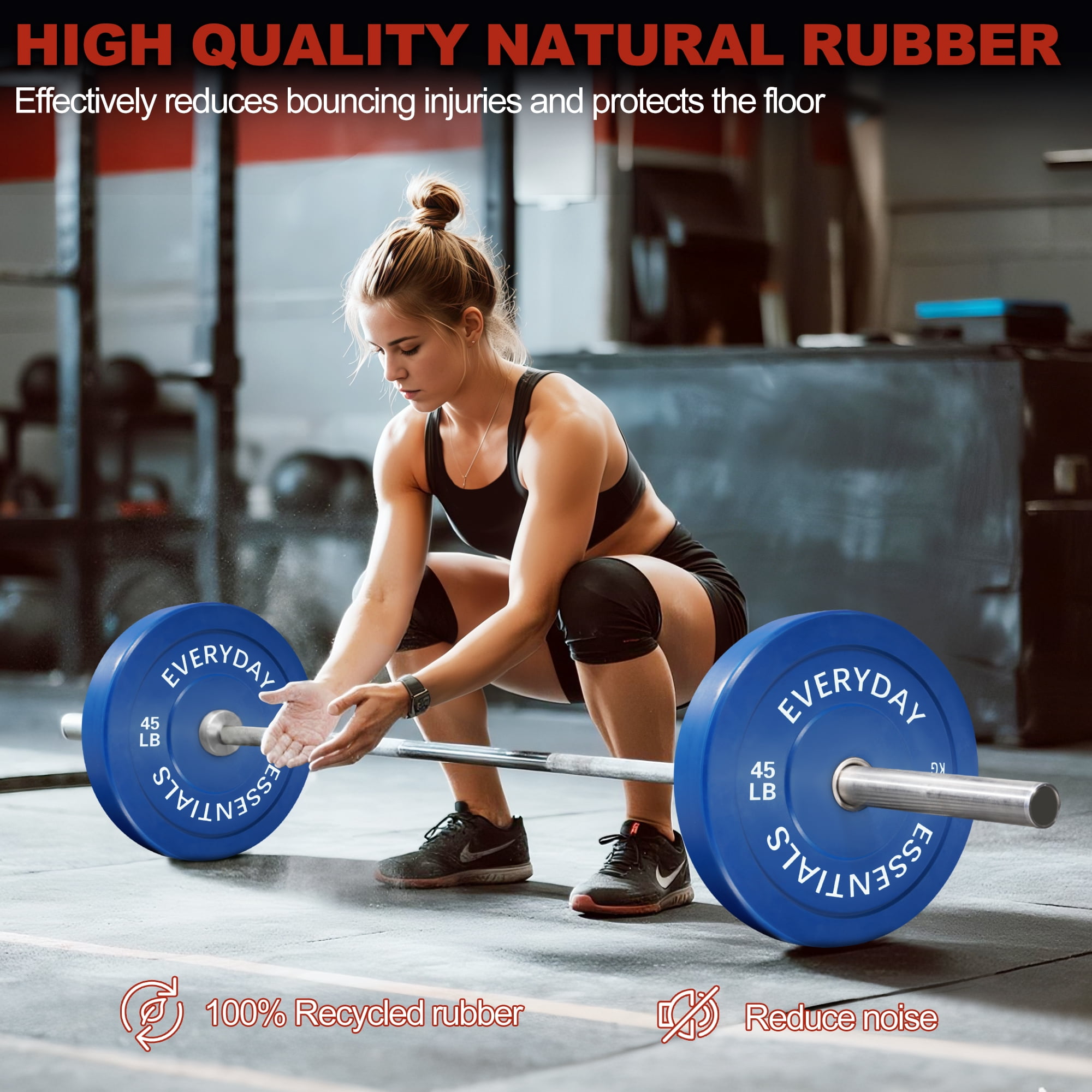 FlexWave Bumper Weight Plates, 45 lb Pair, Colored, 2-Inch Hole