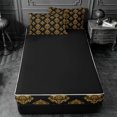thumbnail image 4 of meiyoeat vintage Damask Floral Zipper Twin Comforter Sets with Fitted Sheet and 2 Pillowcases,Baroque Flowers Pattern Zipper Bedding Set,Black Reversible,4 Pieces, 4 of 7