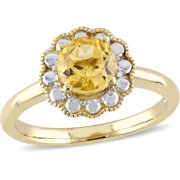 1 Carat T.G.W. Citrine 10kt Yellow Gold Flower Cocktail Ring