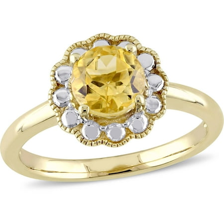 Tangelo 1 Carat T.G.W. Citrine 10kt Yellow Gold Flower Cocktail Ring