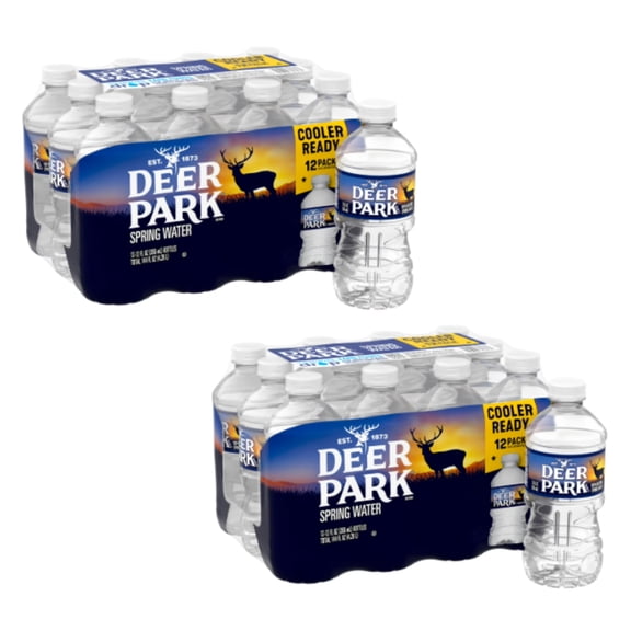 (2 Pack) Deer Park Spring Water, 12 fl oz Plastic Bottles 12 Pack