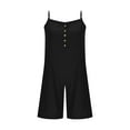 thumbnail image 4 of LADIGASU Women's Solid Color Loose Sleeveless Pocket Wide Leg Shorts Jumpsuit Overalls, 4 of 6