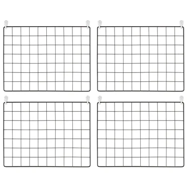 DOBLT 4pcs Metal Grid Wall Panels (11.8x15.7 inch) - Wire Photo Display Board with Clips & Hooks for Wall Organization - Home & Office Decor, Picture Frame Display System
