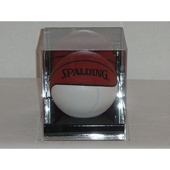 Acrylic 5" Mini Basketball Display Case with Mirror, UV Protection, and Cradle for Ball